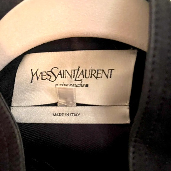 AUTH - YSL - Yves Saint Laurent Black Ruffle Front Suede Jacket, Size 42 - Picture 4 of 4